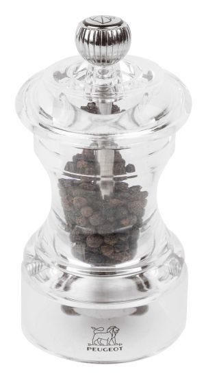 Glass salt mill, H 10cm