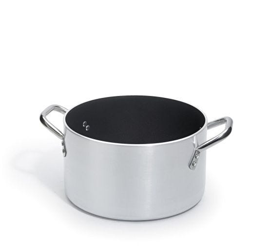 High saucepan in non-stick aluminum with stainless steel handles, thickness 3 mm, diam. 36cm
