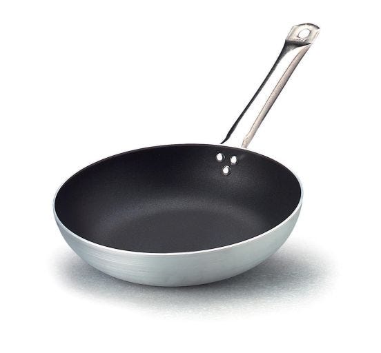 Padella alta in alluminio antiaderente con manico in acciaio inox, spessore 3 mm, diam. 28cm