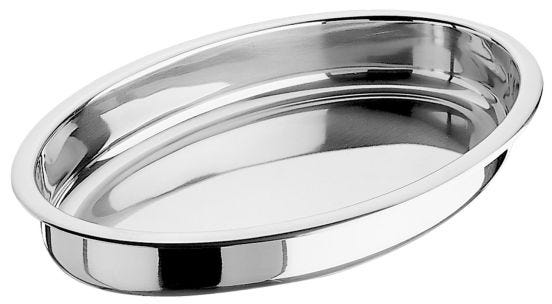 Oval vegetable dish in stainless steel