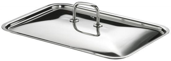 Coperchio per teglia rettangolare in acciaio inox con maniglie di Pintinox, diam.30x21cm