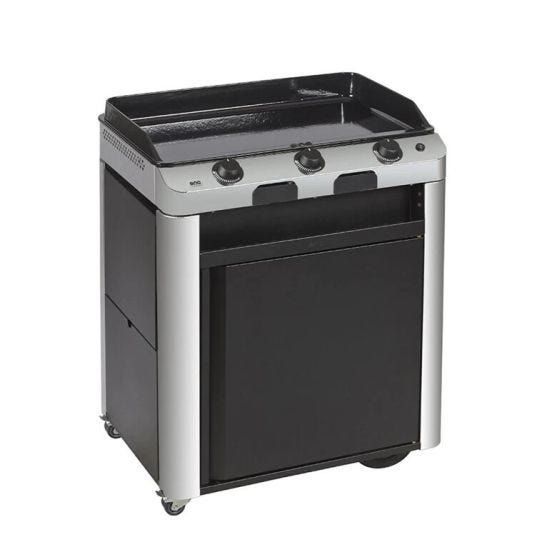 Combo Plancha a gas Fusion 75 inox con carrello Enò