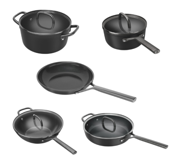 Zwilling Milano 5-Piece Non-Stick Aluminum Cookware Set, PFAS-Free, Black