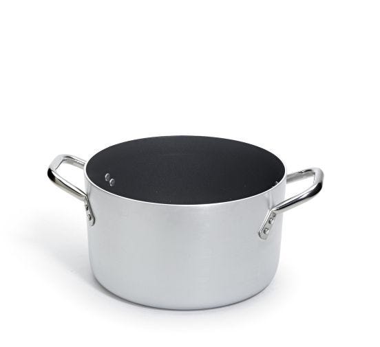 High saucepan in non-stick aluminum with handles in stainless steel, thickness 5 mm, diam. 45cm