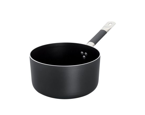 High saucepan in non-stick aluminum with stainless steel handle with heat-resistant sheath, thickness 5 mm, diam. 24cm