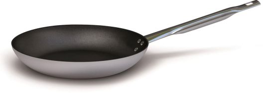 Padella svasata bassa in alluminio antiaderente per induzione con un manico, spessore 4 mm, diam. 20cm