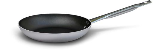Padella svasata bassa in alluminio antiaderente per induzione con un manico, spessore 4 mm, diam. 24cm