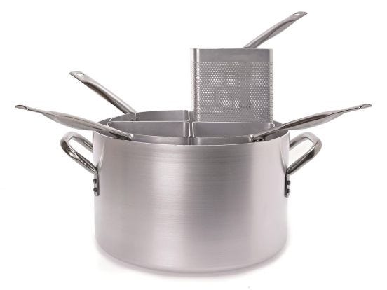 Tall pasta cooker with 4 aluminum wedges, thickness 3 mm, diam. 50cm