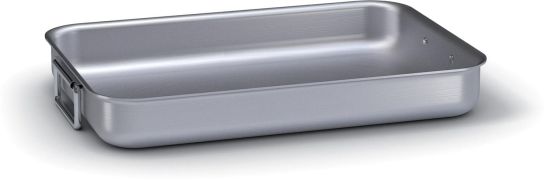 Low heavy roasting pan with straight edge in aluminum with jointed handles in stainless steel, thickness 3 mm, dim.60x40cm