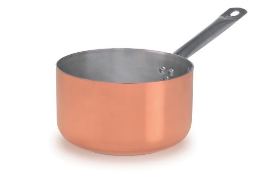 Casseruola Alta in Rame Stagnato per induzione con un manico in acciaio inox, diam. 24cm