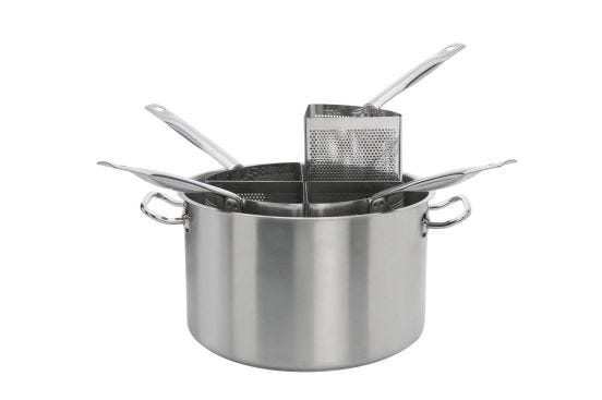 Stainless steel induction pasta cooker with 4 segments, diam.40cm