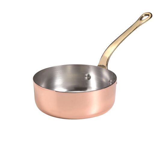 Low saucepan 1932 in copper with a brass handle, diam. 14cm