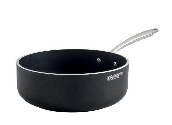 Low Casserole AlBlack 1907 in non-stick aluminum 5mm, one handle, diam. 24cm
