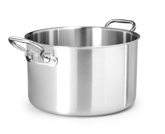 High saucepan in alu-inox for induction with two handles, diam. 32cm