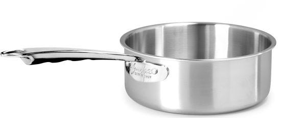 Low saucepan in alu-stainless steel for induction with one handle, diam. 28cm