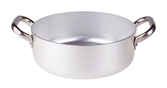 Low saucepan in 3mm aluminum with two handles, diam. 60cm