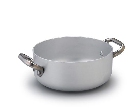 Casseruola Bassa in alluminio 3mm per induzione, due maniglie, diam. 24cm