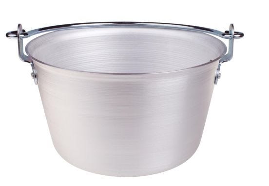3mm aluminum polenta pot with an iron handle, diam. 46cm