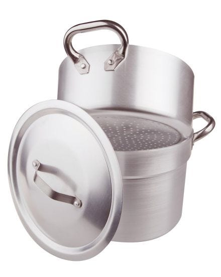 Pentola Cuociverdura in alluminio 3mm con casseruola e coperchio, diam. 28cm