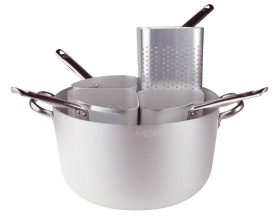 Casseruola in alluminio 3mm con 4 colapasta a spicchio alto, diam. 50cm