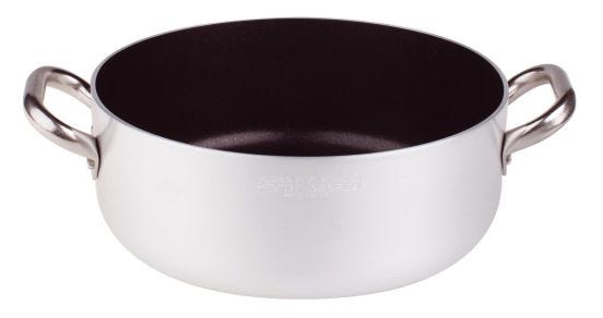 Low saucepan in 3mm non-stick aluminum with two handles, diam. 45cm