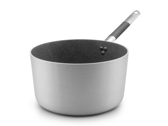 Shark Skin high saucepan in 3mm non-stick aluminum, for induction with &quot;cool&quot; handle, diam. 24cm
