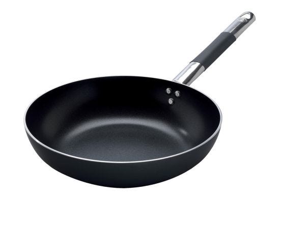 Padella Svasata Alta AlBlack in alluminio antiaderente 3mm, per induzione, con manico “cool”, diam. 36cm