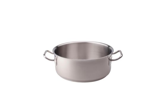 Low saucepan in stainless steel for induction, two handles, diam. 20cm