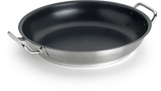 Non-stick pan in stainless steel for induction, two handles, diam. 32cm
