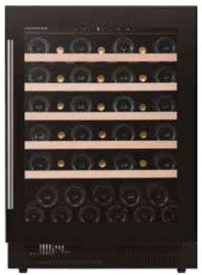 Cantina Linea Exclusive monotemperatura con porta vetrata &#039;full glass&#039; cassa nera e 2 maniglie  - classe G, 46 bottiglie - DAUF-46.138B