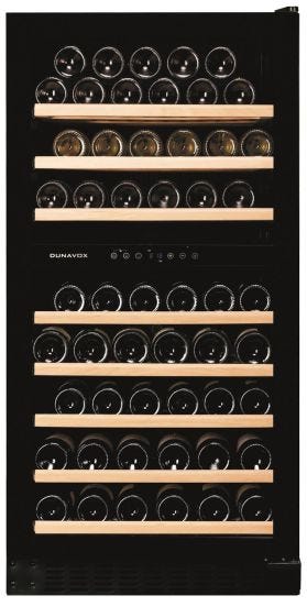 Cellar Exclusive Line 2 temp. black full glass door with pocket handle, class G, 94 bottles