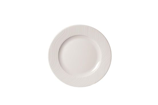 Flat plate in porcelain, diameter 21 cm Waves, 6 pieces