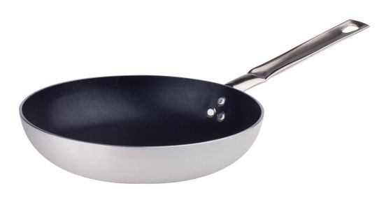 Padella svasata bassa in alluminio antiaderente con manico inox , diam. 20cm
