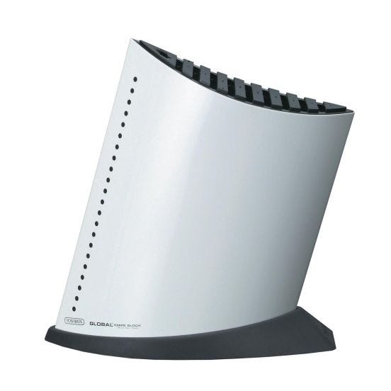 White knife block in stainless steel for 9 knives by Global
