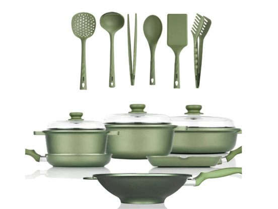 Kit di Pentole in alluminio antiaderente e accessori Dr Green di Risolì