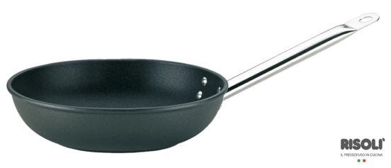 Padella svasata alta a saltare in alluminio antiaderente per induzione con manico in acciaio inox, spessore 7mm, diam. 24cm