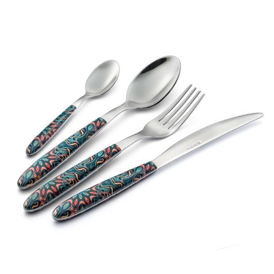 Real Damascus 24-piece cutlery set