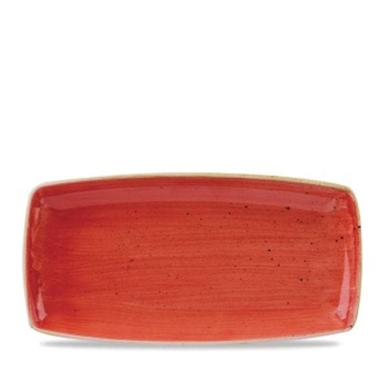 Stone red oblong serving plate, cm 30x15, 6 pieces