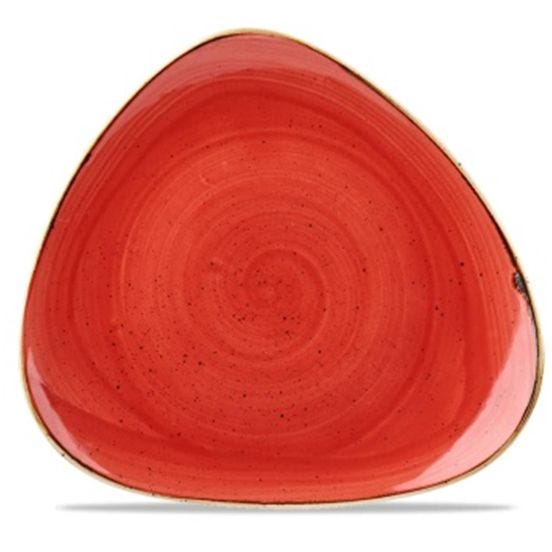 Triangular plate in red stone porcelain, diam. 19cm, 6 pieces