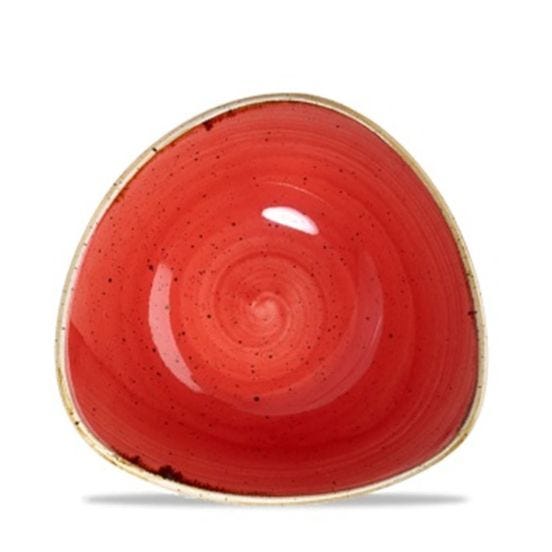 Triangular plate in red stone porcelain, diam. 24cm, 6 pieces