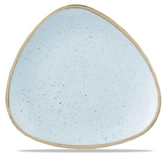 Triangular flat plate in stone blue porcelain, diam. 31cm, 6 pieces