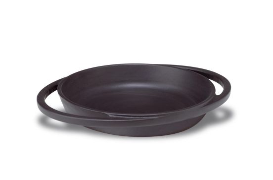 Mini plate in cast iron with matt black handles, diam. 20cm