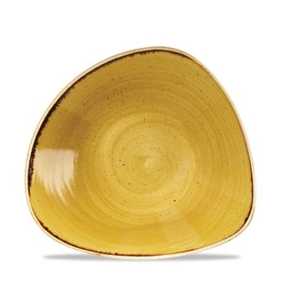 Triangular soup plate in yellow stone porcelain, diam. 24cm, 12 pieces