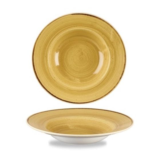 Soup plate with stone yellow border, diam. 24cm, 12 pieces