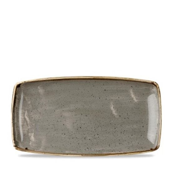 Oblong serving plate in stone gray porcelain, cm. 35x19cm, 12pcs