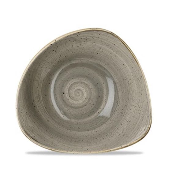 Triangular soup plate in gray stone porcelain, diam. 15cm, 6 pieces