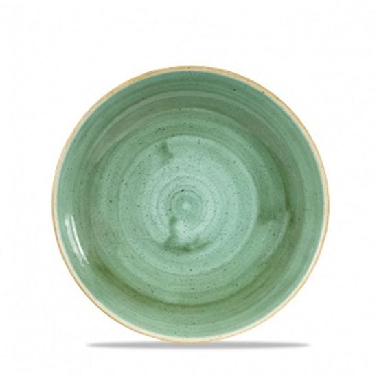 Soup plate in green stone porcelain, diam. 25cm, 6 pieces
