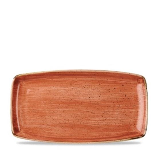 Oblong serving plate in stone orange porcelain, cm. 30x15, 6 pcs