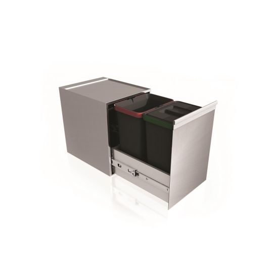 Pattumiera estraibile 2 secchi acciaio inox