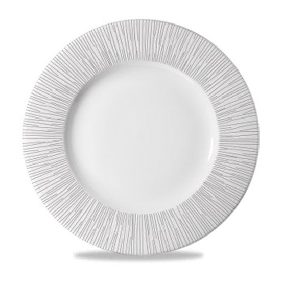 Flat plate with white border in Bamboo line porcelain, diam. 27cm, 12 pieces